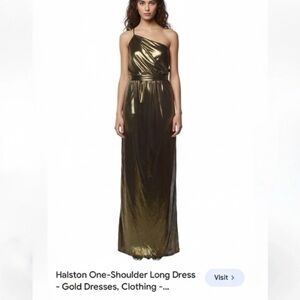 Halston one shoulder maxi dress size S